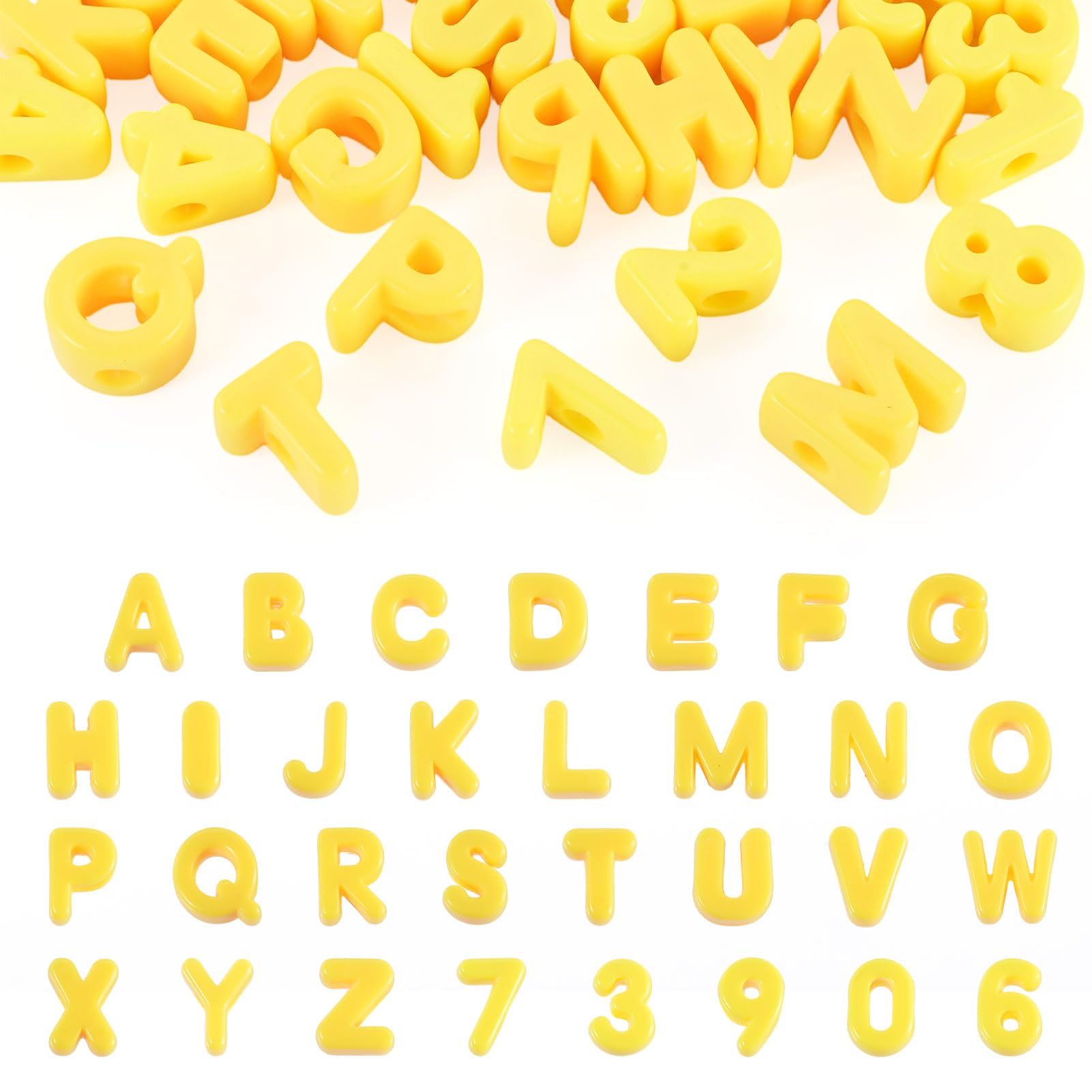 Cheriswelry 36Pcs Yellow Alphabet Acrylic Beads Random Number European Beads Acrylic Letter Spacer Bead for Jewelry Making Necklace Bracelet DIY Crafts โ image 1