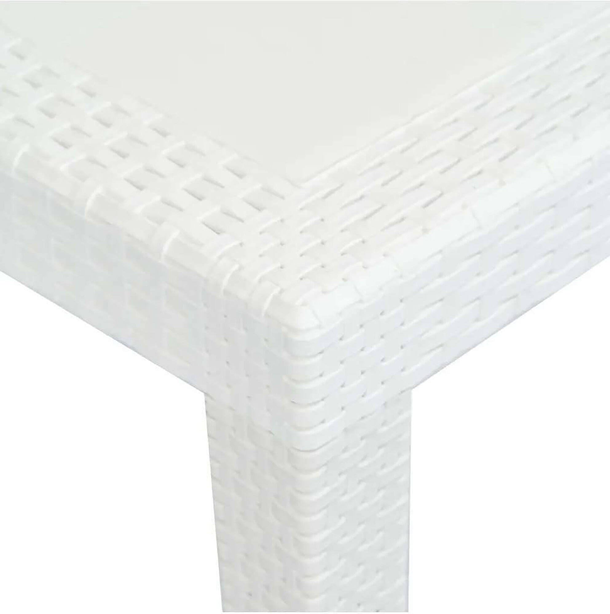 Dmora - Tavolo da esterno Roma, Ripiano rettangolare allungabile da pranzo, Tavolo da giardino estensibile effetto rattan, 100% Made in Italy, 150/220x90h72 cm, Bianco