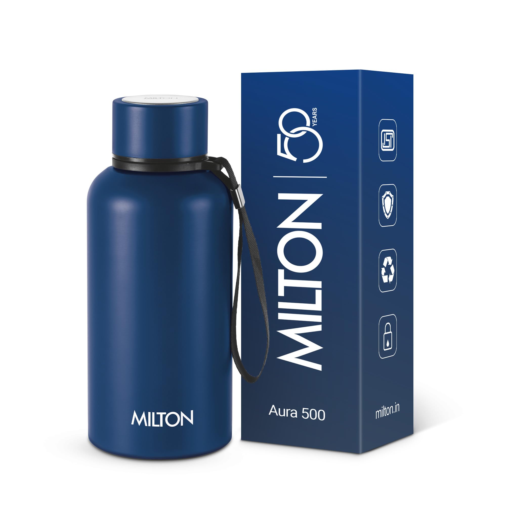 Milton Aura 500 Thermosteel Water Bottle 500 ml, 24 Hr Hot and Cold I Leak Proof Lid, ISI Certified I Vacuum Insulated I for Office, Gym, School I Dark Blue-picture-10