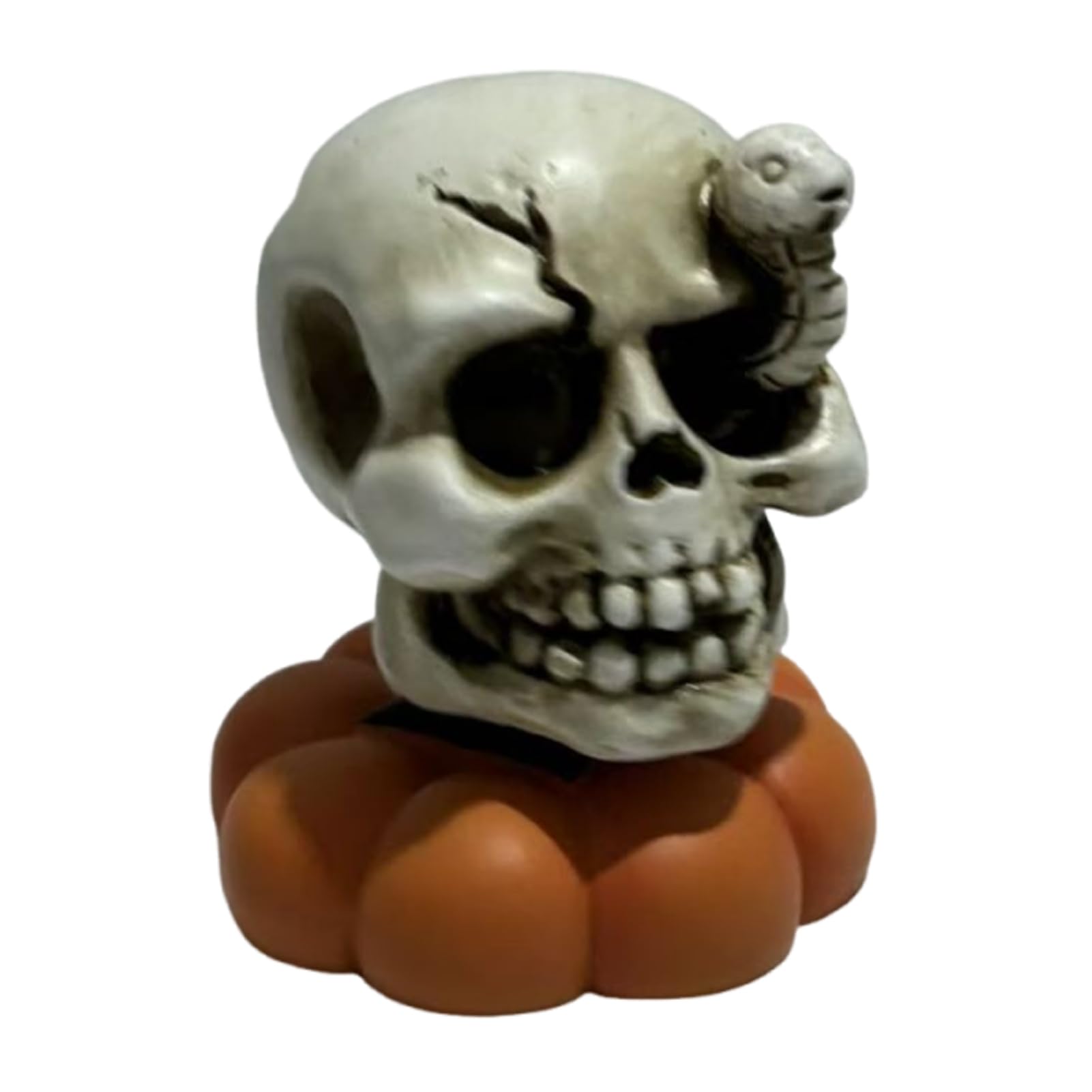 Pasisuu Spooky Halloween Figurine, Small Resin Rotating Ghost Skull Pumpkin Gravestone Statue, Collectible Tabletop Ornament for Home Shelf Fireplace Decor C