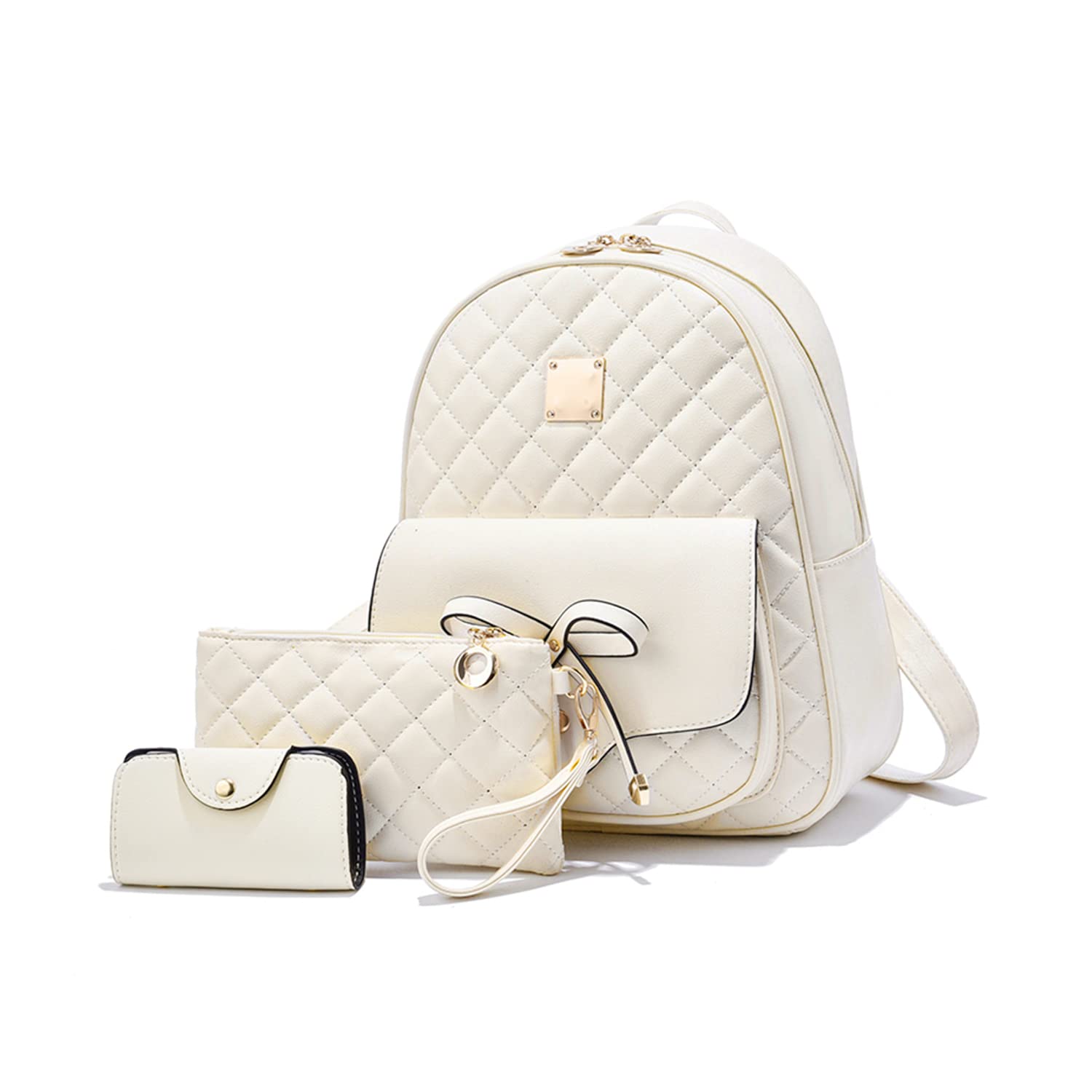 EVEOUT Dames kunstleer casual rugzak waterdichte schooltas dagtassen 3-in-1 handtas voor meisjes, zwart, één maat EVEOUT Dames kunstleer casual rugzak waterdichte schooltas dagtassen 3-in-1 handtas voor meisjes, zwart, één maat