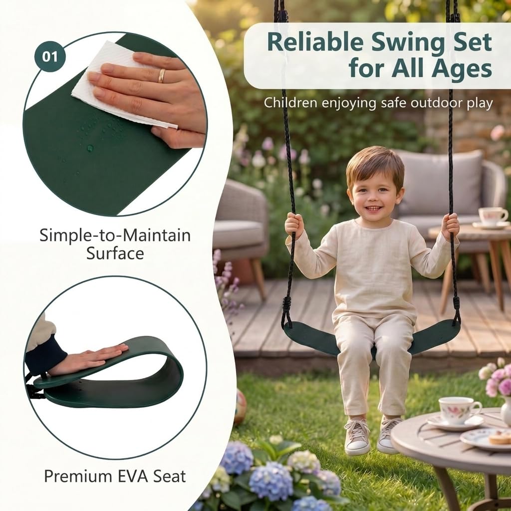 RELAX4LIFE Altalena da Giardino 3 in 1 con Nido d'Uccello, Seggiolino e Altalena Classica, Struttura a Forma di A con Corde Regolabili, Portata Massima 150 kg, Giochi da Esterno per Bambini e Adulti