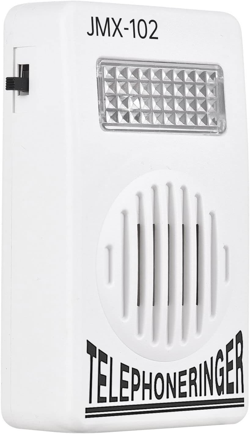 DURAGS Loud Telephone Ringer 70db Amplifier Ringing Help Strobe Light Bell with Flash Light Suitable for Landline Phone 6P2C Connector Type Wall-mounted Battery-free