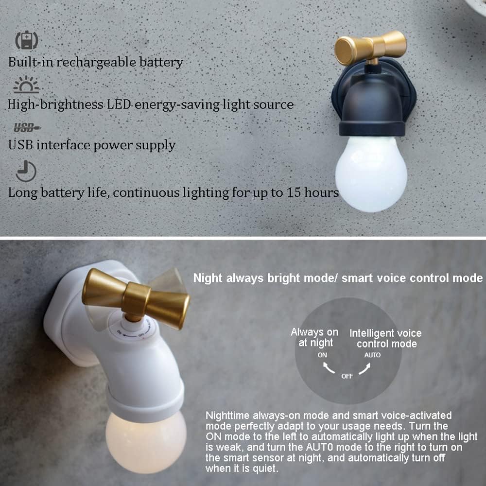 Genérico Lámpara de pared USB Luz nocturna activada por voz Aplique inteligente recargable, Lámparas de noche de tubería de agua Luces LED de atmósfera,Lámpara de araña