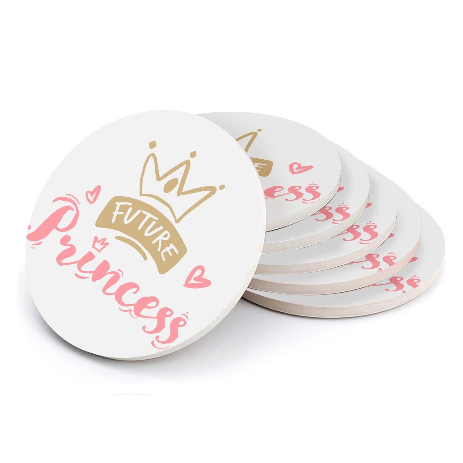 Sous verre ronds en céramique Future Princess Child Tale lot de 6 dessous de table