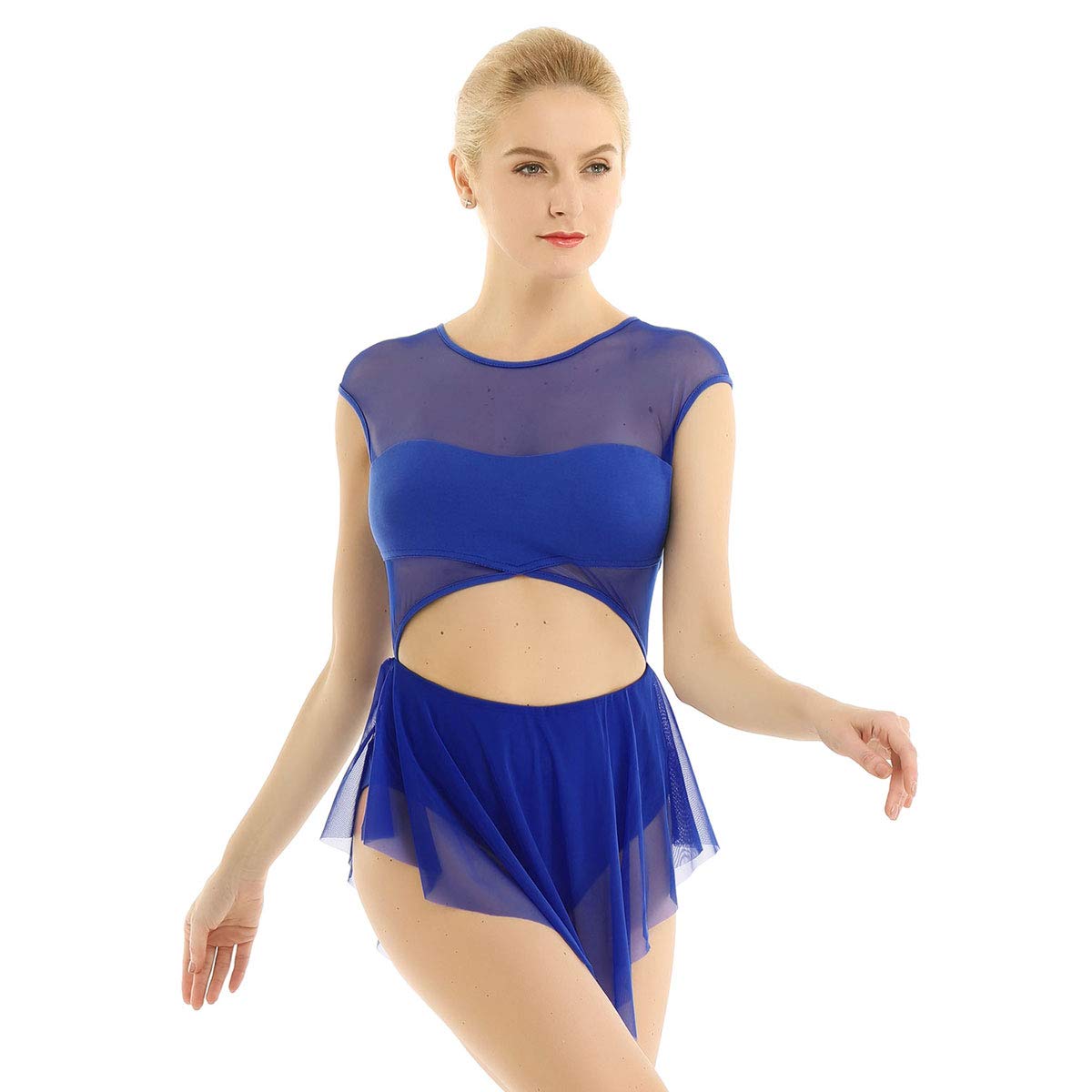 YOOJIA Robe Danse Ballet Patinage Strass Asymétrique - Justaucorps Tutu Jazz Rumba