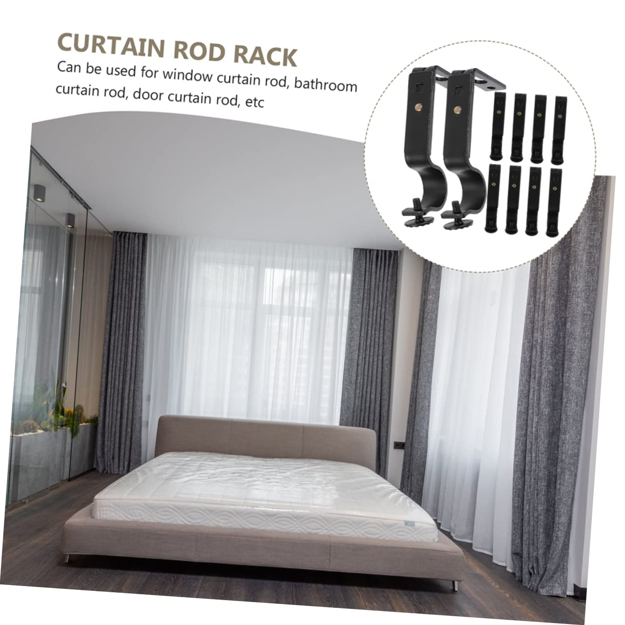 Cabilock 10pièces Supports de Tringle à Rideaux Muraux Fer Faciles à Installer Fixer Polyvalents pour Différentes Tringles et Espaces Intérieurs