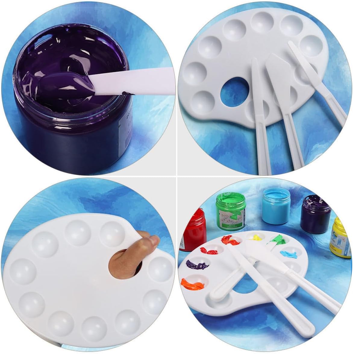 LIFKOME Paint Pallets for Artists Watercolor Pigment Mixing Tray Calligraphy Scrapers Art Paint Box Easy to Clean Lightweight Design