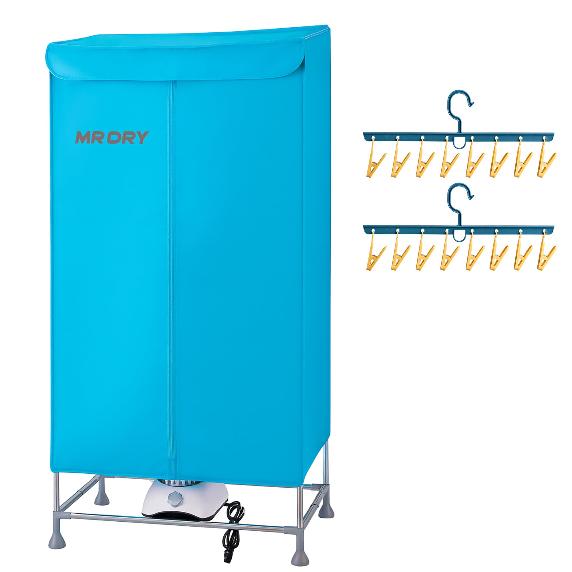 Electric Clothes Dryer with Sock Clip, 2-Tier Foldable Heated Clothes Airer with Cover,15KG Large Capacity Warm Air Drying Wardrobe,1500W Heated Clothes Airer,Energy-Efficient Clothes Drying Rack