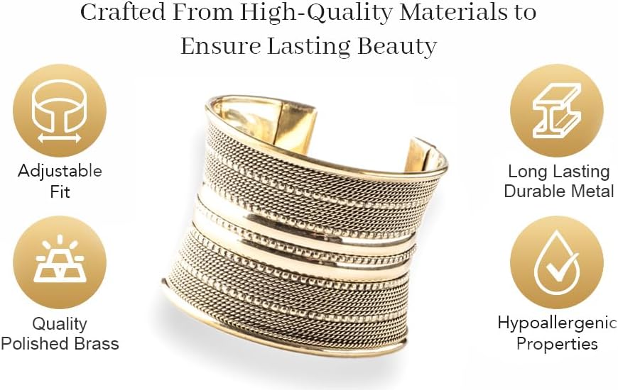Brass Polished Gold Color Cuff, Indian Hand Made Bangle, Arm Cuff Easy To Wear, Wide Gold Color Brass Based Beautiful Design Bracelet - Image 7