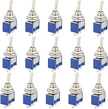 CESFONJER 15個SPDTミニマイクロトグルスイッチ、オン/オン3ピン2ポジションミニチュアトグルスイッチAC 125V / 6A
