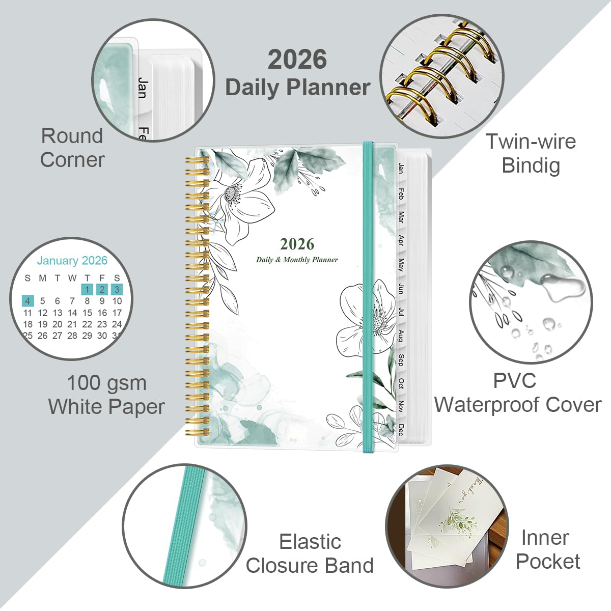 Snapklik.com : 2026 Daily & Monthly Planner - One Page Per Day, Daily ...