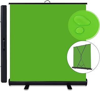 WASJOYE Green Screen Background with Stand, Portable Collapsible Chroma Key Backdrop, Auto-Locking Wrinkle-Resistant Photography Background for Video, Live Game, Studio, Black Case.(200 * 150cm)