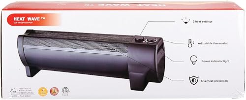 Miniatura 6 de Heat Wave Calentador de zócalo convector de 1,000 vatios, negro