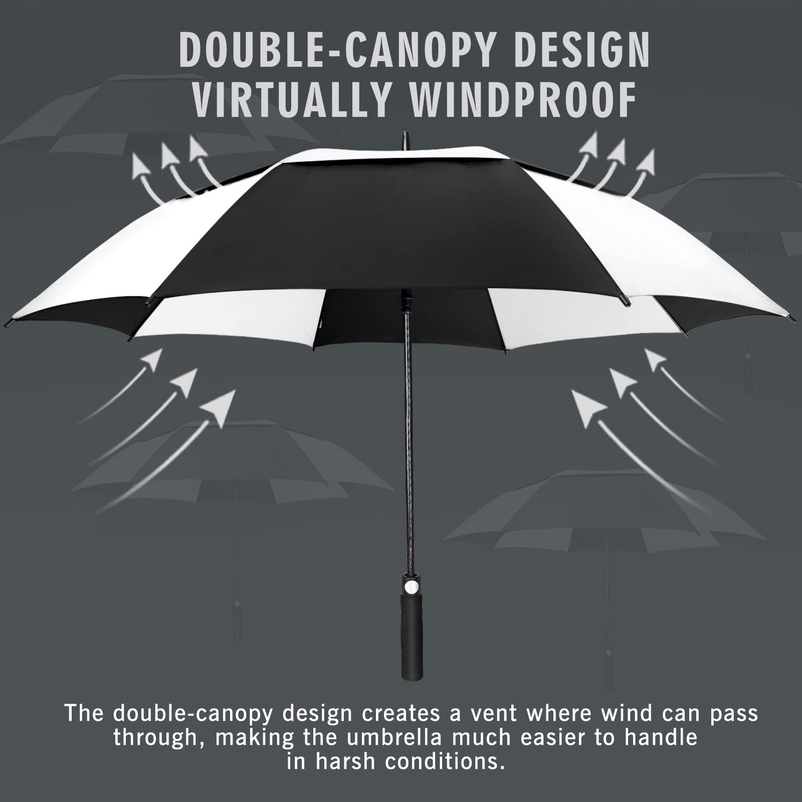 ZOMAKE Ombrello da Golf Grande 130/137/157/172/182cm - Automatico Ombrelli Pioggia Grandi Resistente Antivento Con Doppio Baldacchino - Extra Large Umbrella Per Uomo Donna