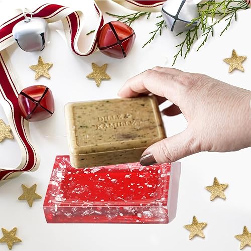 Miniatura 4 de LUANT Juego de accesorios de baño de resina de 5 piezas con jabonera dispensador soporte para cepillo de dientes y vaso color rojo