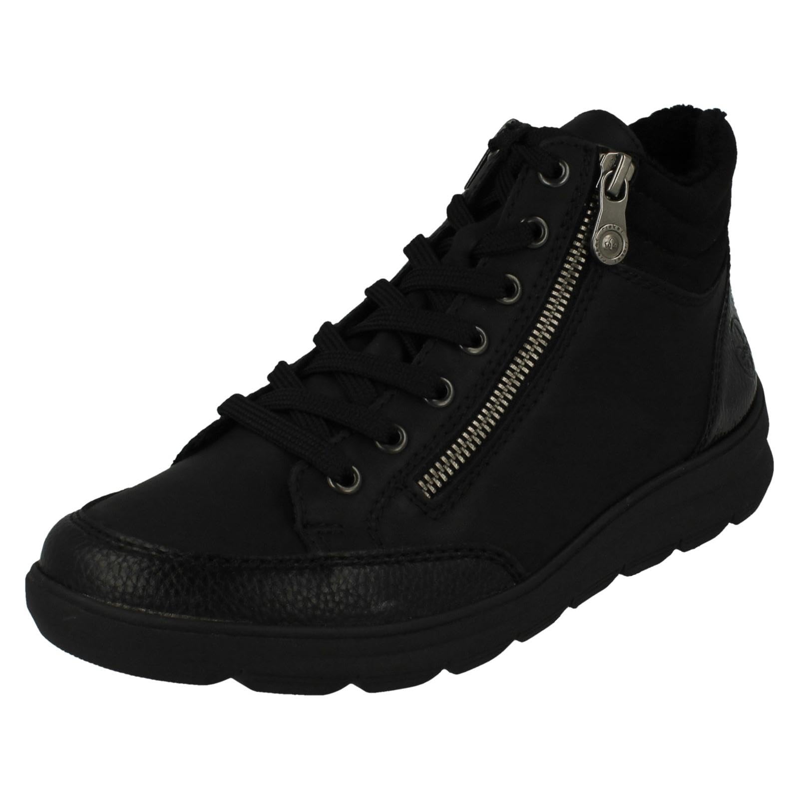 Rieker Ladies Dual Fastening Ankle Boots Z0040-01 - Black Synthetic - UK Size 6.5 - EU Size 40 - US Size 8.5