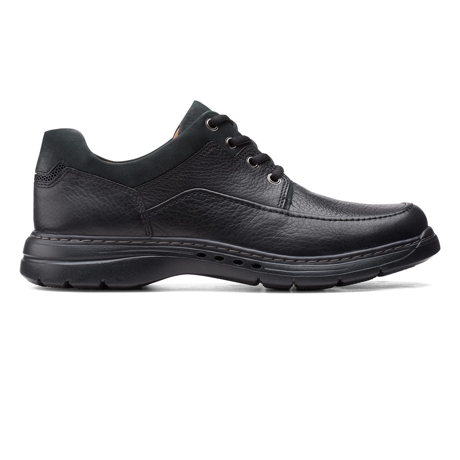 Clarks Un Brawley Lace – Schwarze Glattleder-Herren-Schnürhalbschuhe, Größe 8 UK, Standardweite