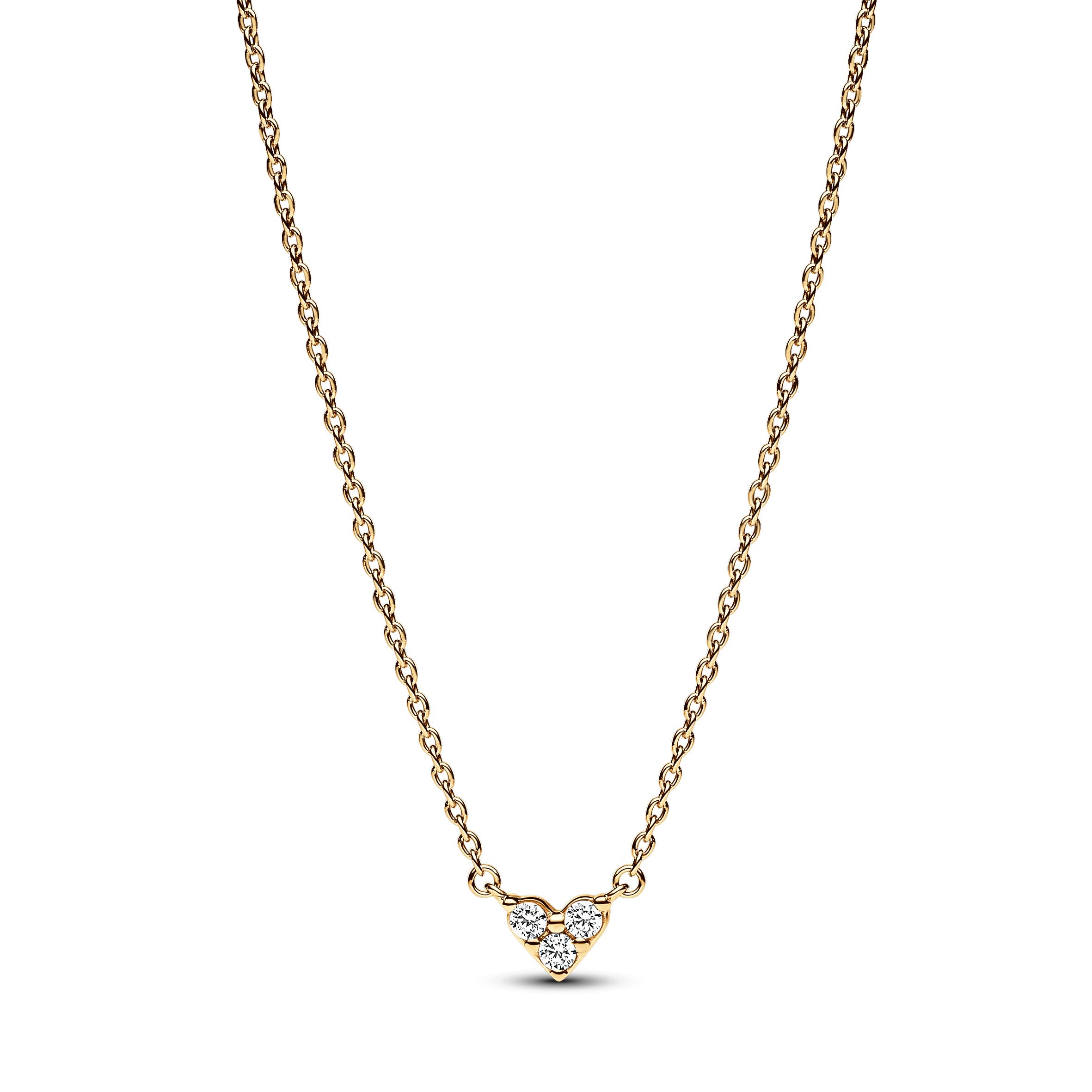 Pandora Timeless Heart 14k gold-plated necklace with clear cubic zirconia