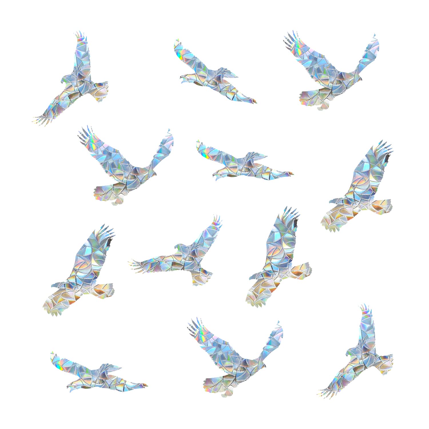 Tiz Tlloz Eagle Anti-Collision Window Clings - Glass Alert Prism Decals - Prevent Birds Strikes for Windows and Glass Doors, 24 Pieces