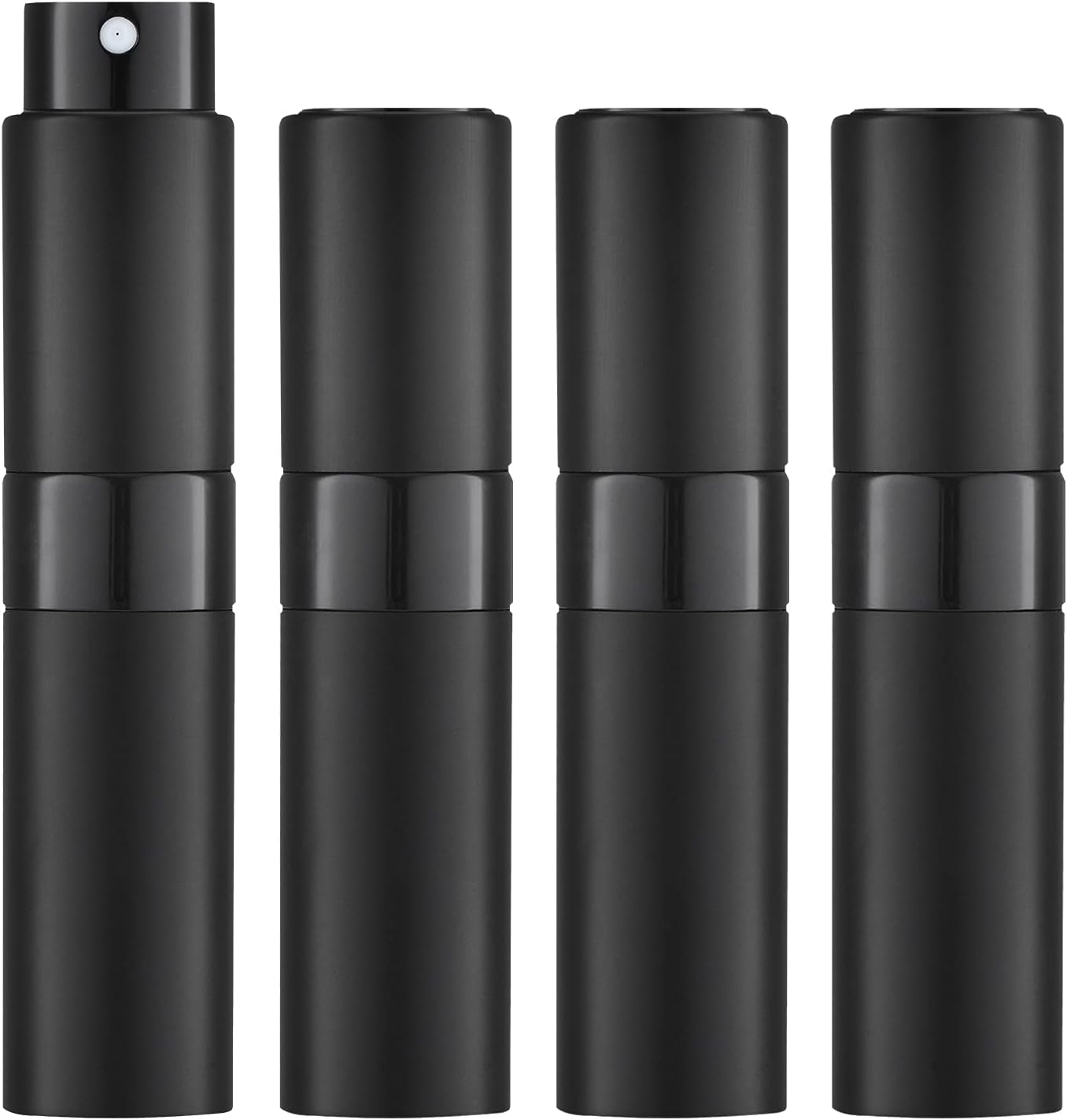 LISAPACK Atomizer Perfume 8ML Spray Bottle for Travel (4PCS), Empty Refillable Cologne Dispenser, Portable Sprayer (Black)