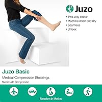 Vista 2 de Juzo Medias de compresión básicas de 20-30 mmHg, hasta la rodilla, punta abierta, calcetines de compresión para mujeres/hombres para varicosidades
