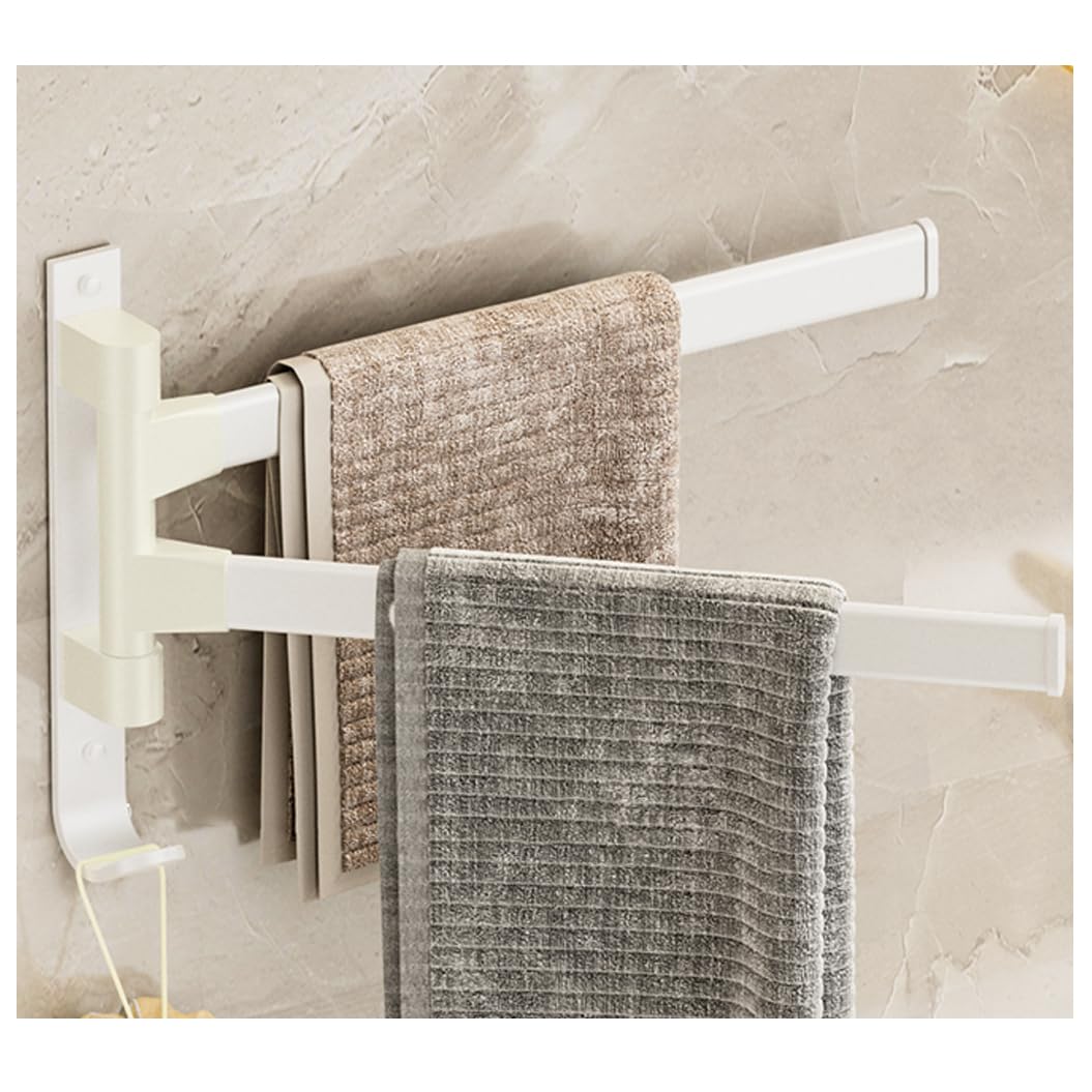 LMYSXAOZ Modern Swivel Towel Rack - Thickened Metal Swing Out Bar Space Saving Swinging for Bathroom Wall Mounted Holder Organizer With 4 Arms White-2Bar