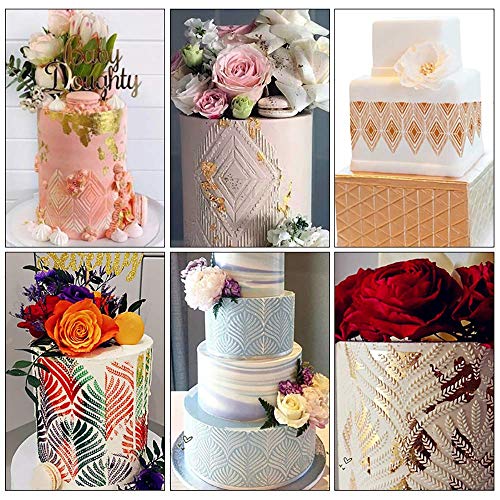 Raynag 3 Pcs Cake Decorating Stencils Mold Plastic Templates Spray Floral Cake Molds Cookie Fondant Dessert Decorating Molds Side Baking Mesh Stencil #TOP4