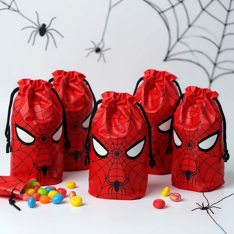 30 Pcs 7 x 10Inch Spider Themed Gift Bags Spider Themed Treat Goodie Bags for Birthday Party Supplies Video Game Party Candy Bag