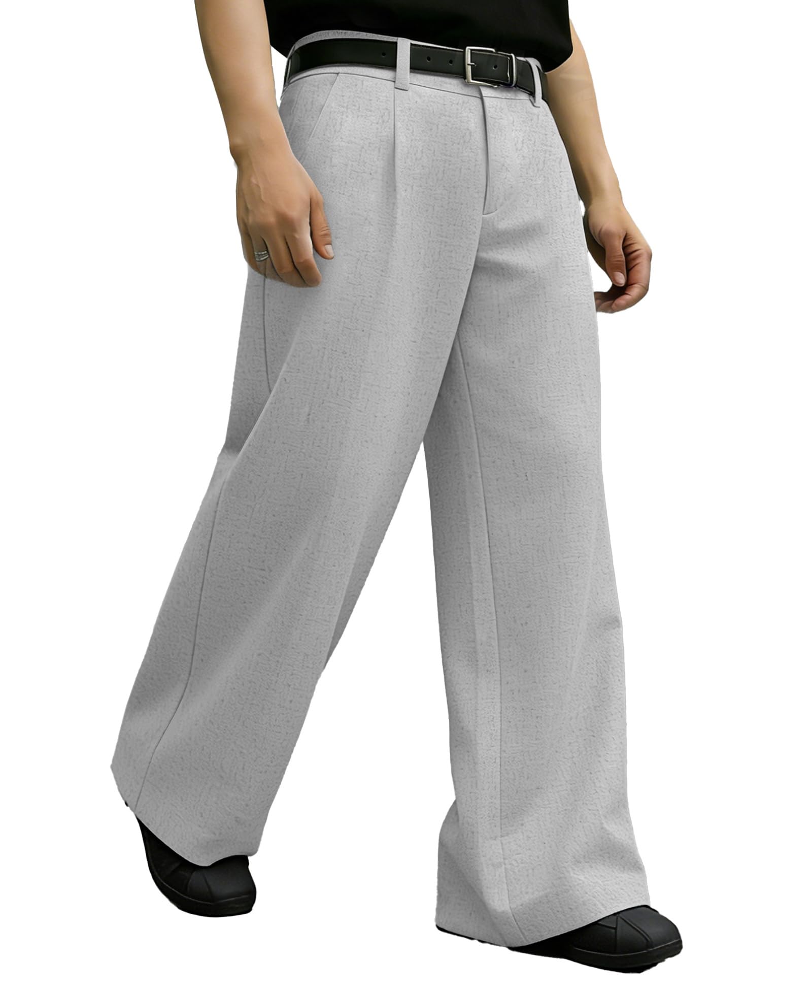 Susclude Mens Baggy Linen Pants Wide Leg Oversized Pleated Dress Slacks Casual Loose Fit Y2k Street Stylish Trousers