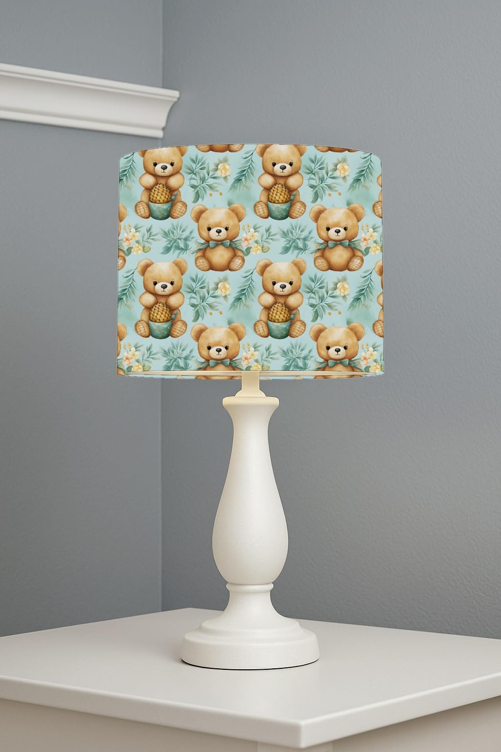Teddy Bear Garden Bliss lightshade – 20 x 18.5cm Table Drum Shade | E33BB8