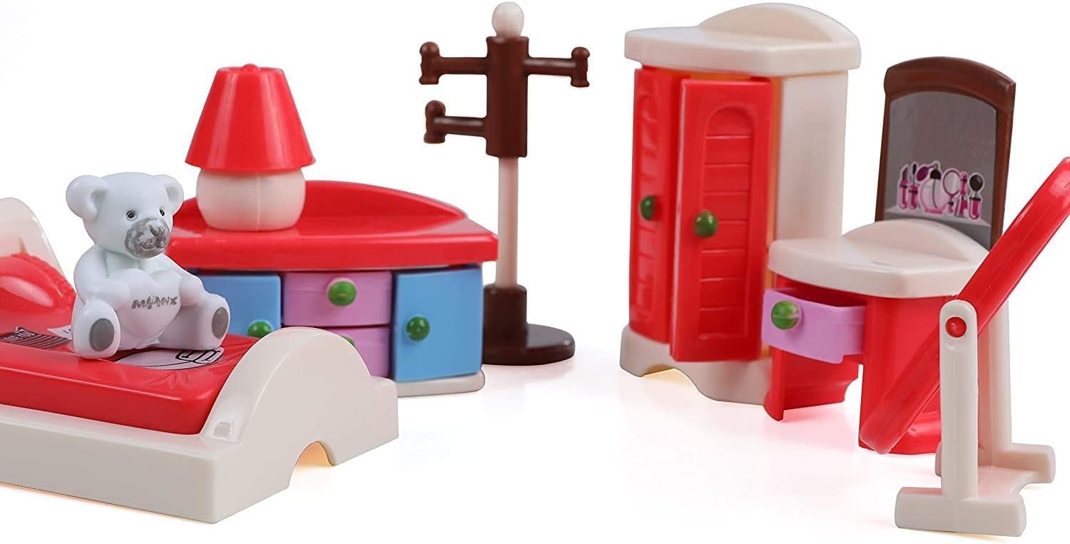 Beverly Hills Doll Collection Dollhouse Accessories Furniture and Accessory Set, All in one Bedroom, Kitchen, Laundry Room, and Bathroom 46 Piece Mega Set : Toys & Games