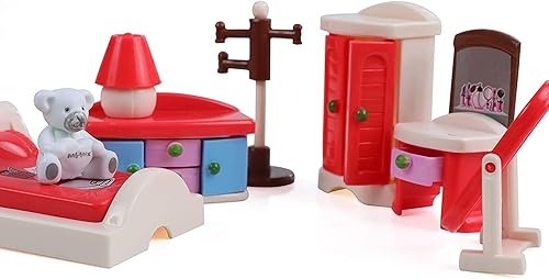 Miniatura 4 de Beverly Hills Doll Collection - Juego de muebles y accesorios para casa de muñecas, todo en uno, dormitorio, cocina, lavadero y baño, juego de 46