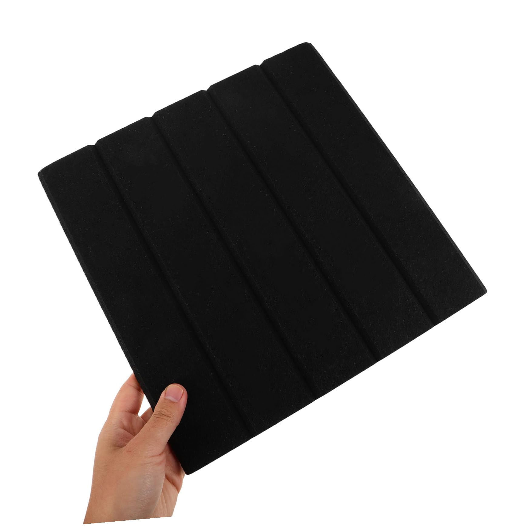 Kisangel 12 pezzi Pannelli Fonoassorbenti Autoadesivi Nero Verticale per Pareti Ufficio Studio Teatro Insonorizzanti e Decorativi con Assorbimento Sonoro Professionale