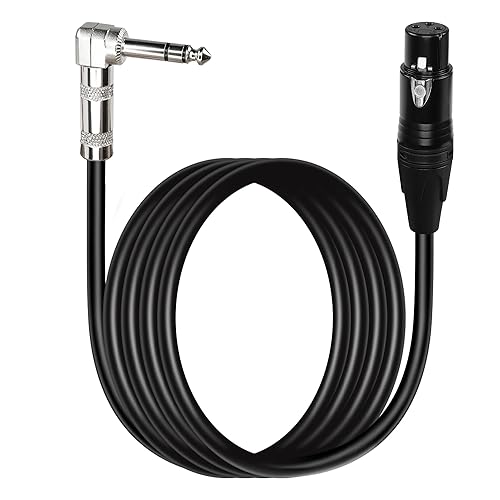 PNGKNYOCN Cable de 14 a XLR de 90 grados en ángulo recto de 0.250 in TRS macho a conector XLR hembra Cable de micrófono estéreo de audio para
