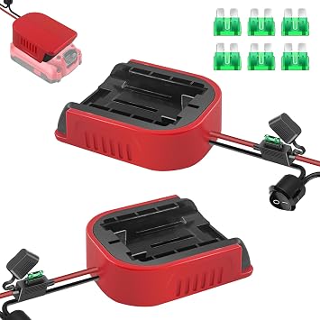 2 Pack Power Wheel Adapter for Craftsman 20V Battery,Dock Battery Adapter with Fuse, Wire Terminal,14 Gauge Wire Power Convertor for Rc Car, Robotics, DIY use, and Work Lights