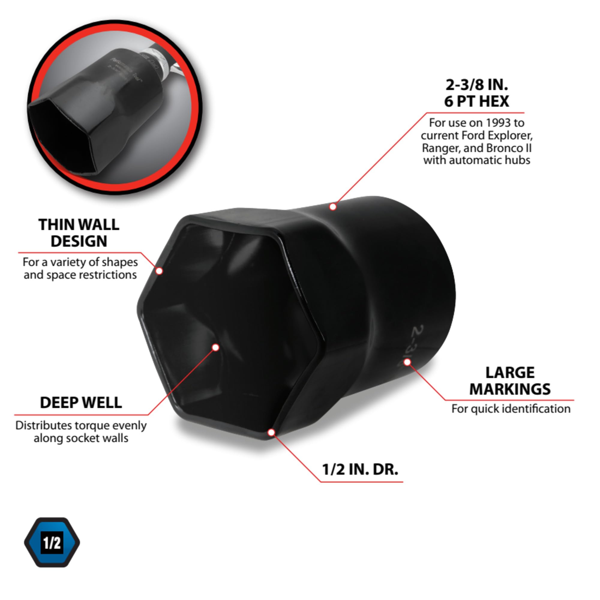 Amazon.com: Performance Tool W83240 1/2 in. Drive 2-3/8 in. Lock