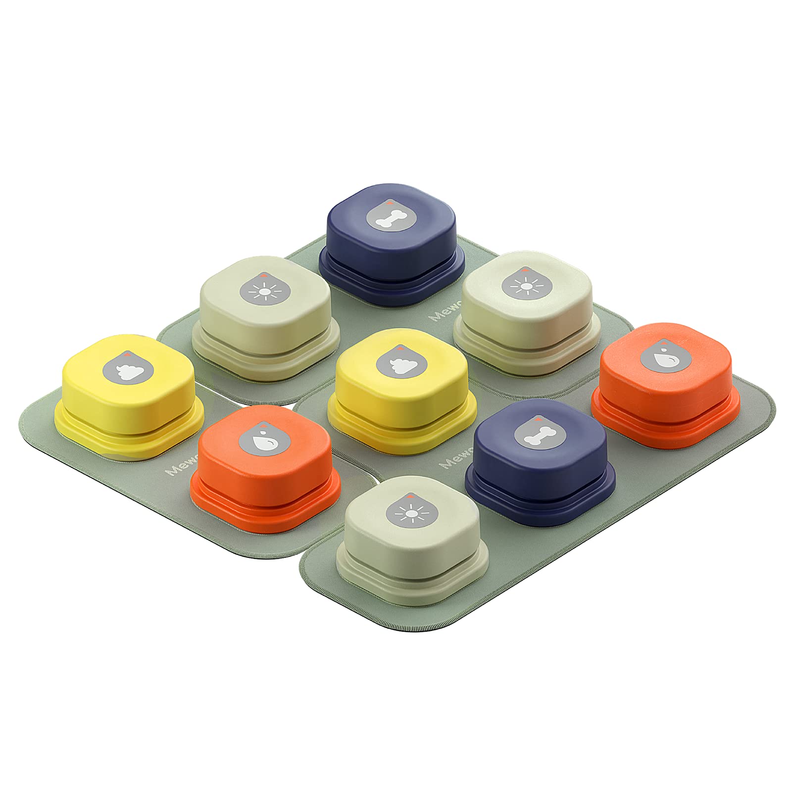 MEWOOFUN Dog Buttons for Communication Recordable Dog Talking Buttons Set Dog Training Speaking Buttons Dog Clicker with Mat & Stickers & Training Guide Book (9 Packs)