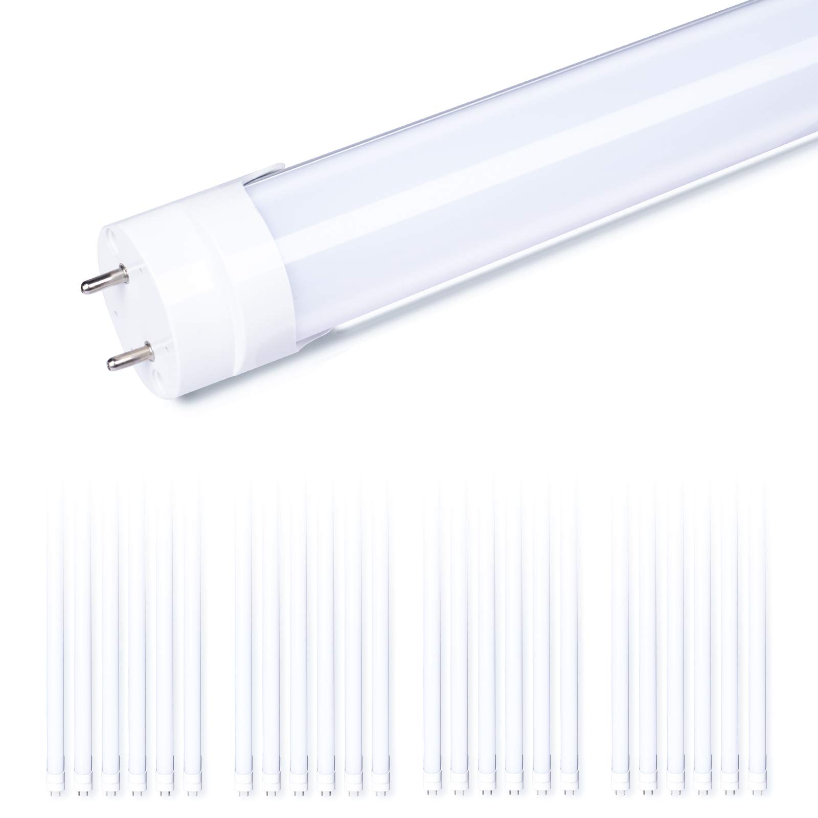 SHINESTAR 24-Pack T8 LED Bulbs 4 Foot, 18W 3000K Warm White, Frosted Cover, Dual-end, T8 T10 T12 Fluorescent Light Bulbs Replacement, Ballast Bypass Type B, 2 pin G13 Base