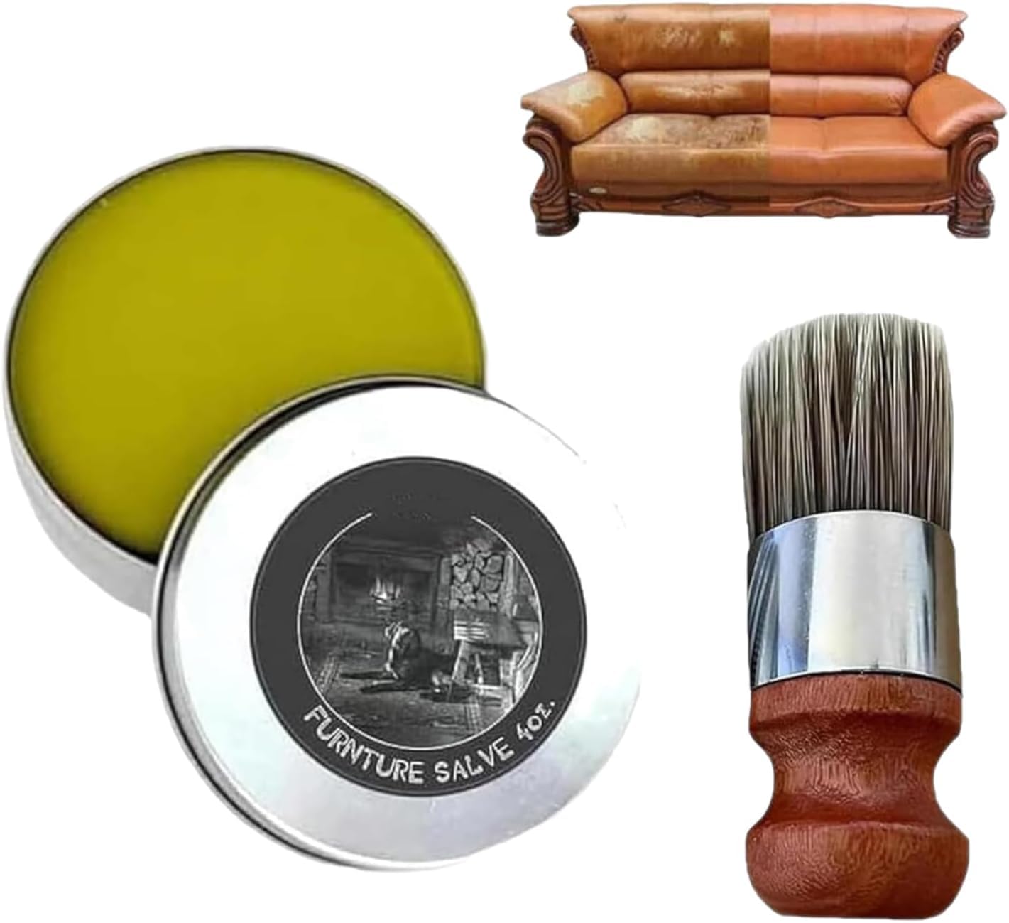 Radiant Glow Leather Repair, Shine Revive Leather Salve, Eco Revive Leather Cream, Shinerevive Furniture Salve, Shinerevive Leather & Furniture Repair Salve Applicator Brush（1 Set）