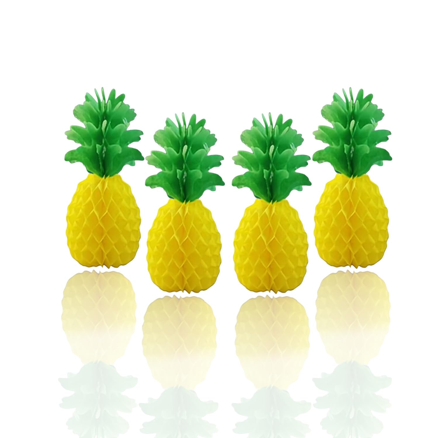 Mowane Luau Party Decorations, 4 Pack 14" Pineapples Honeycomb Table Centerpieces Decorations for Hawaiian Supplies Birthday Wedding Jungle Beach