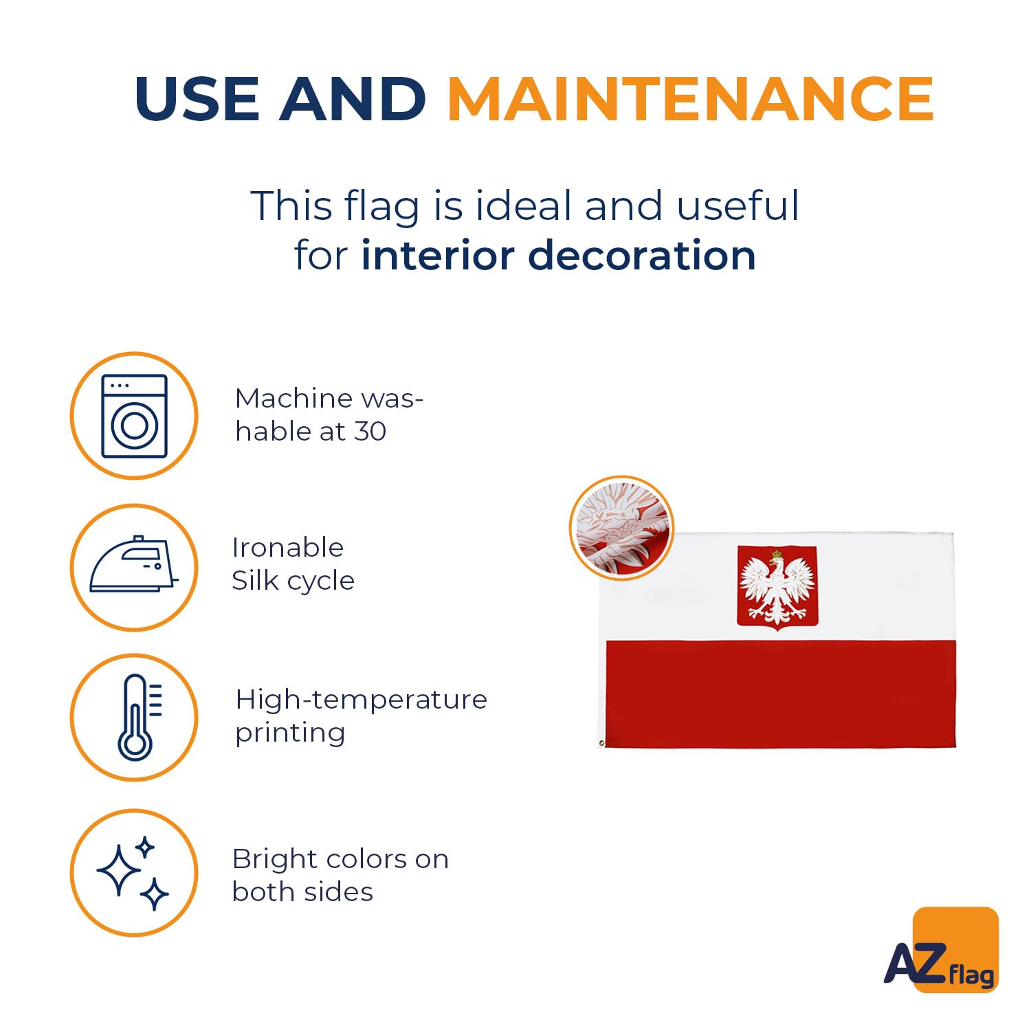 AZ FLAG - Flaga Polski z Orzełem - 90x60 cm - Lekki poliester - Polska flaga z wbudowanymi metalowymi oczkami - 40g