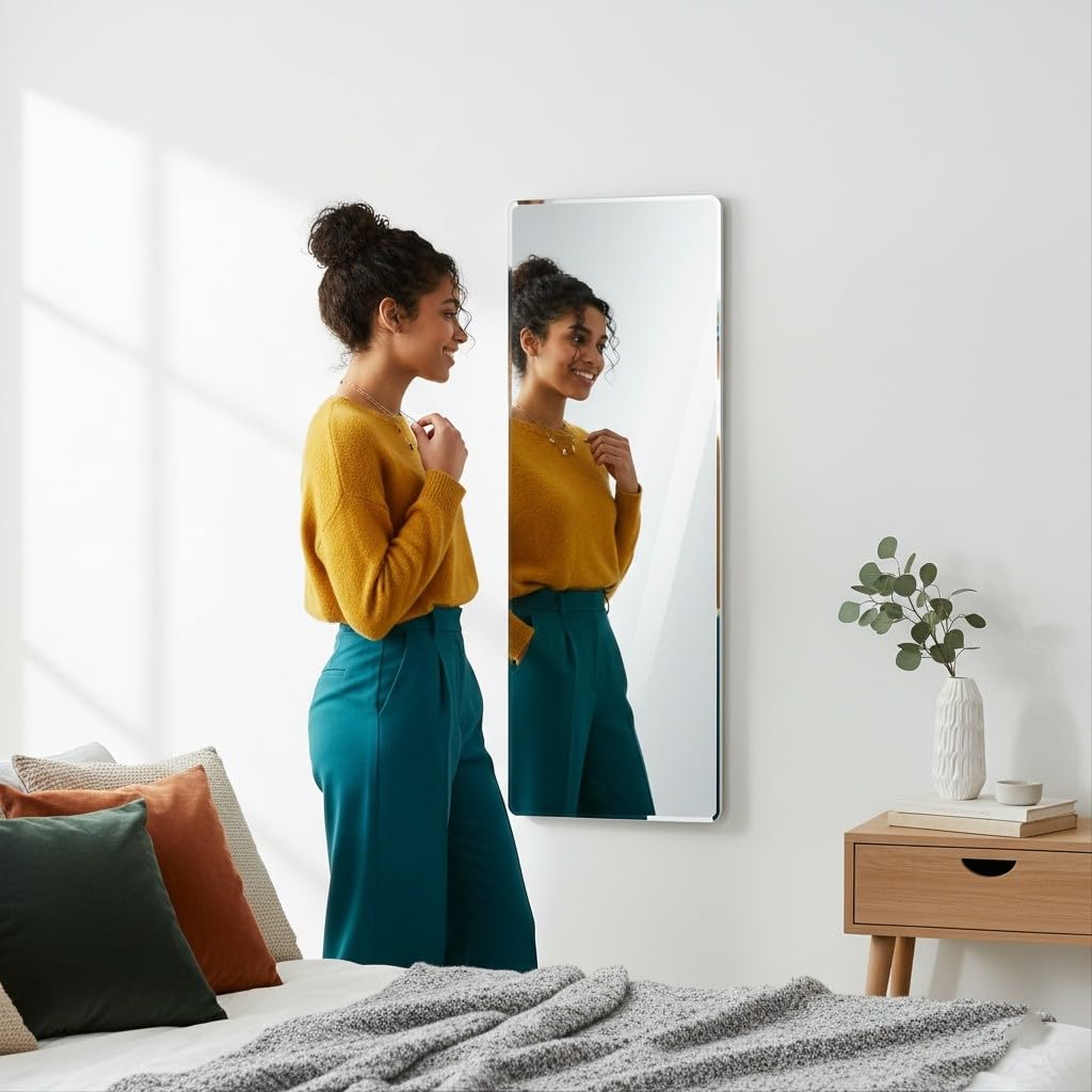 5mm Long Big Size Beveled Smooth Edges Rectangular Wall Mount Mirror (12x36 inch)