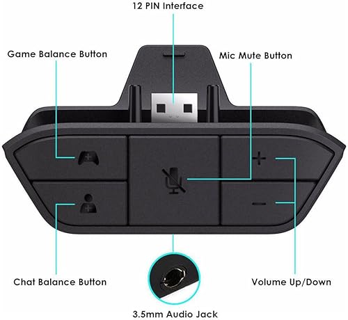 Miniatura 3 de Adaptador de auriculares estéreo para Xbox One con micrófono de audio conversor de auriculares Negro con azul