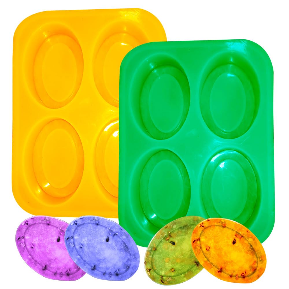 MoldBerry Silicone Soap Mold | 4 Cavity Oval Pears Soap Mould | Oval Shaped Soap Mould | Soap Mold For Crafting Oval Pear Bars | Geometric Shapes Soap Mould For Soap Making, Bath Bombs, Lotion Bar, Cake, Candle, Pastry ( Multicolor – PK1 )-picture-31