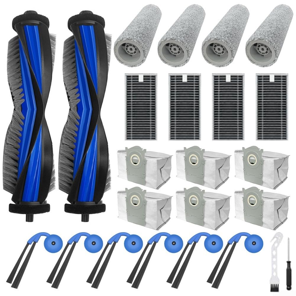 Zestaw worków filtrujących pasuje do Ecovacs do Deebot X9 Pro do zestawu części zamiennych Omni, zawiera główną szczotkę rolkową, szczotki boczne, torby, podkładki do mopa i narzędzia do