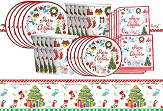 10pcs Merry Christmas Party Paper Plates 7",Red&Black Traditional Plaid Style Christmas Disposable Paper Plates,Xmas Paper Plates Dinner Plates Christmas Tableware Decor for Winter Holiday Xmas Party