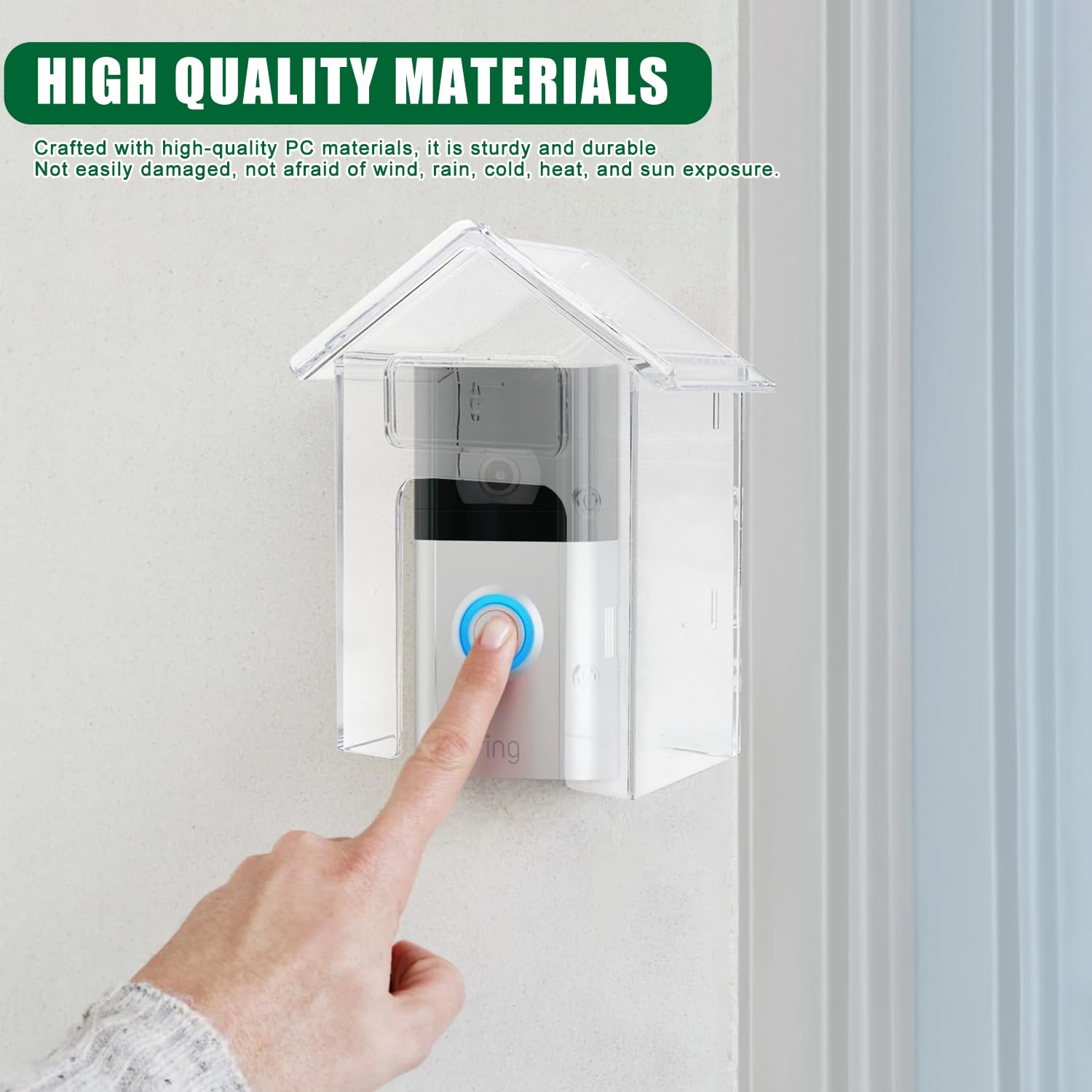 Copertura Impermeabile per Campanello Senza Fili Esterno, 2 Pezzi Campanello Copertura Protettiva Trasparente, Coperture Parapioggia Adatto per Tutte le Condizioni Atmosferiche (10x7x4 cm)