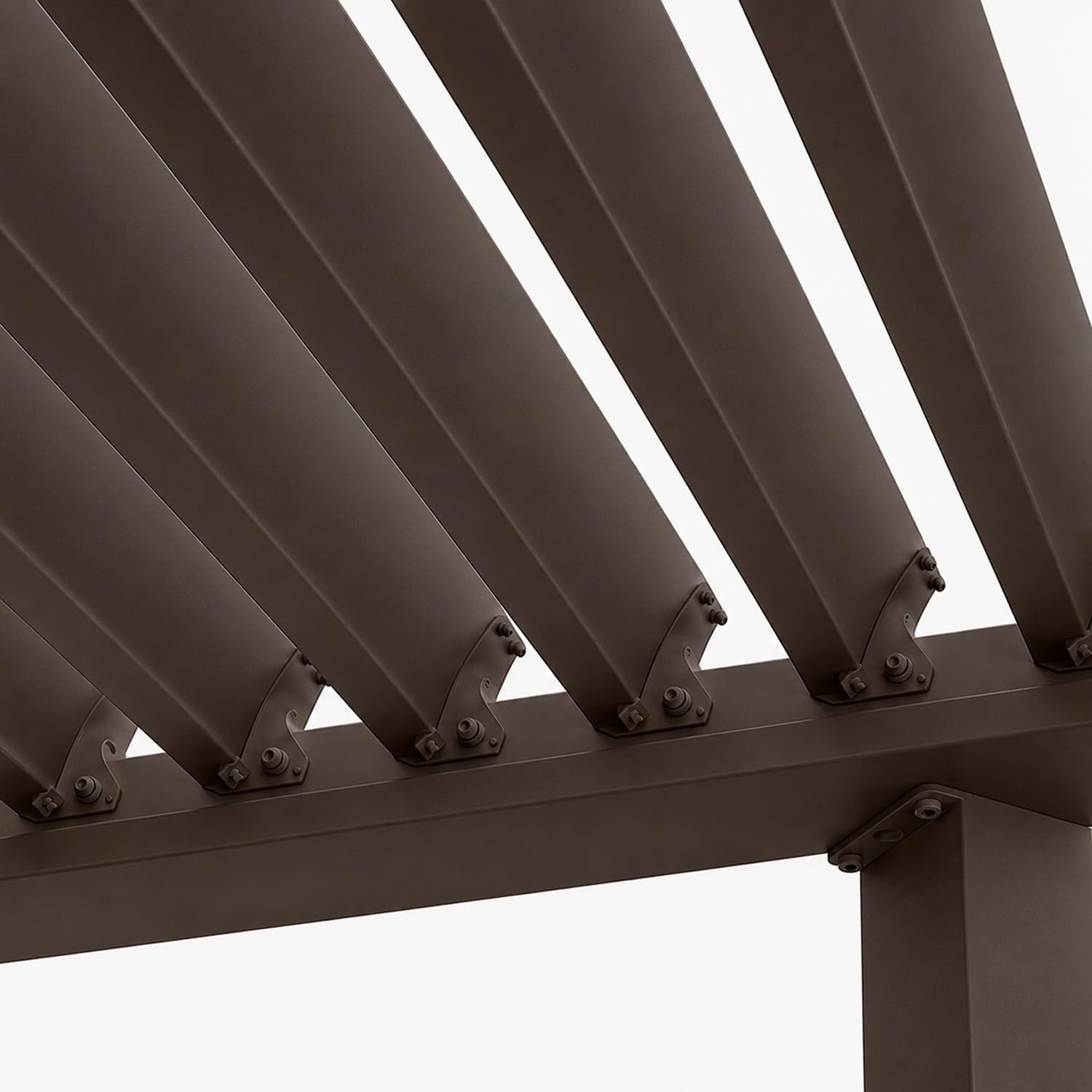 Pergola Bioclimatica 3x4 Metri Gazebo Con Copertura A Lamelle Orientabili Sistema Di Drenaggio Struttura In Alluminio E Acciaio Anti UV Per Giardino Terrazza E Piscina Marrone Opaco