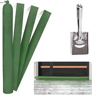 4 Pcs Sand Bags for Flooding with Shovel, Thickened Long Canvas Sand Bags 6' x 6'' Water Barrier with Elastic Band, Reusable Sandbags for Flooding Garage Door Flood Control Hurricane in Rainy Season